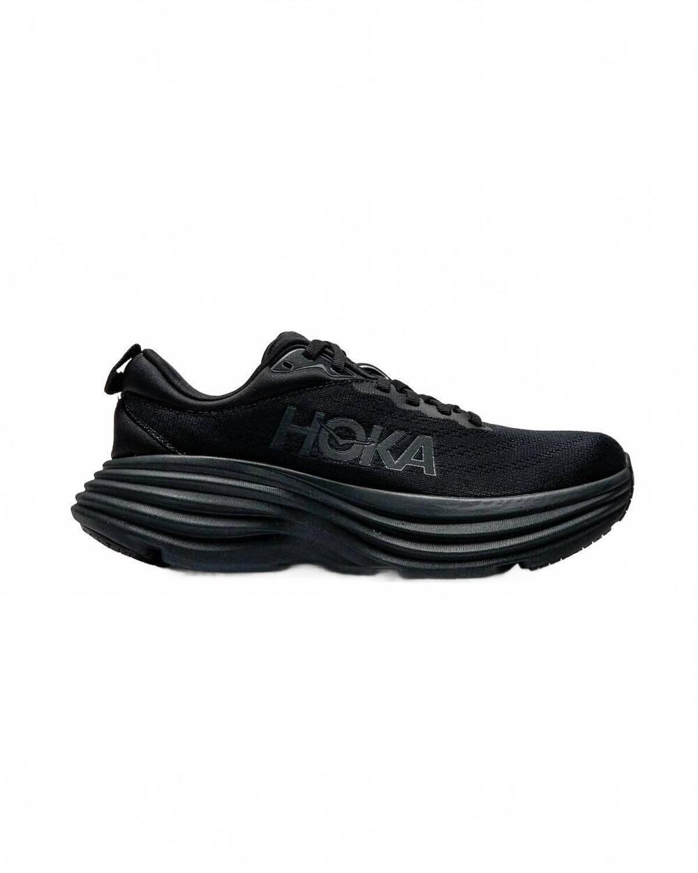 NEW HOKA women's bondi 8 running shoes in black/black